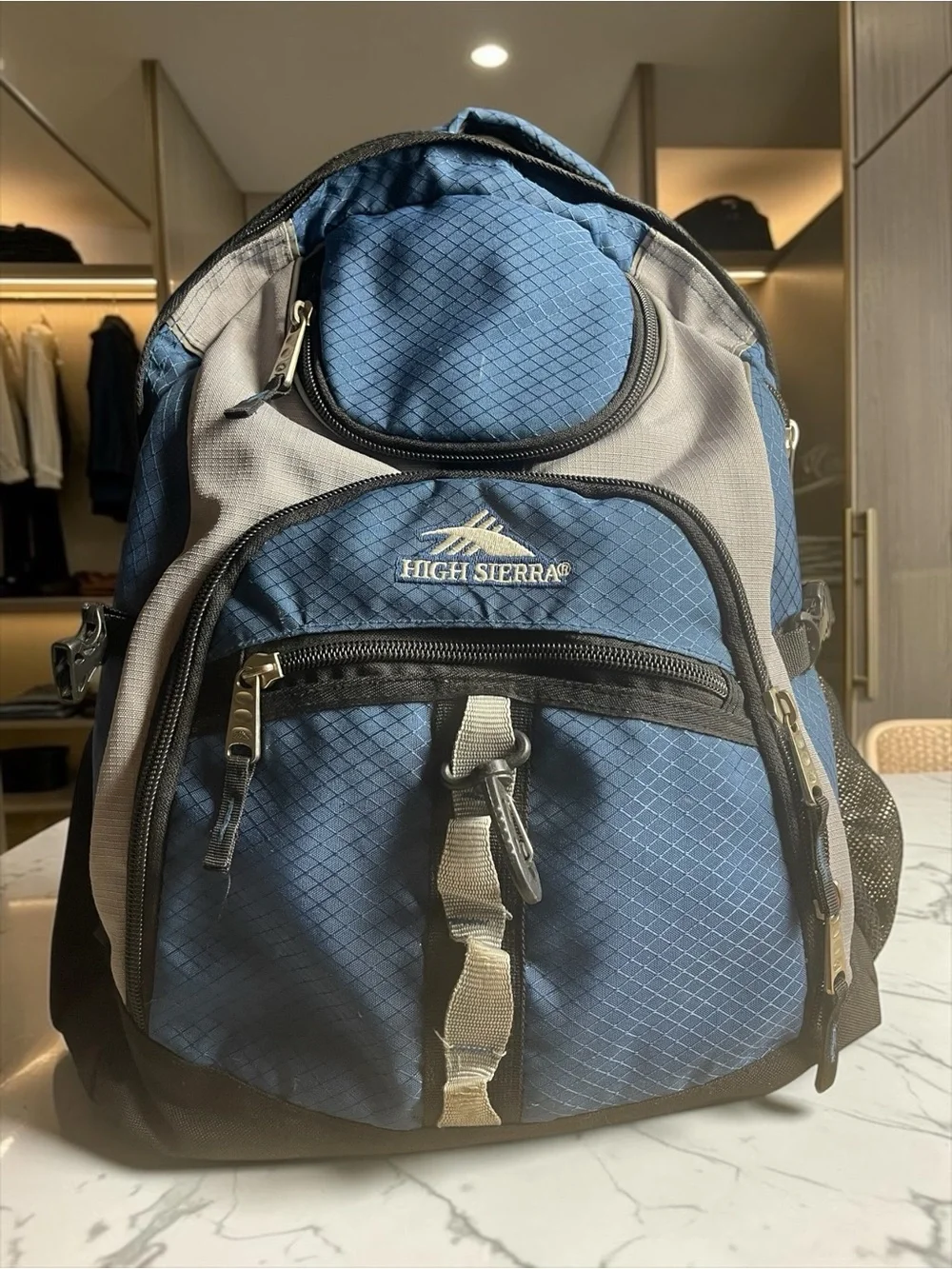 High Sierra Navy Blue and Gray Travel Backpack